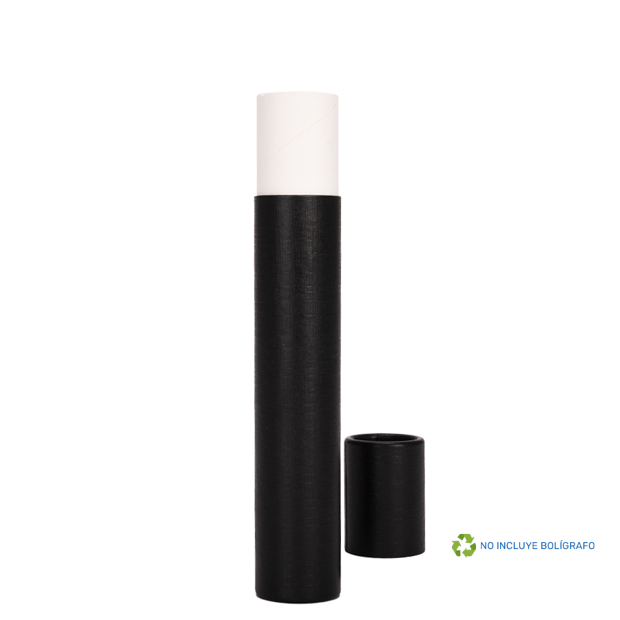 Tubo Porta-Lápiz o Bolígrafo, en cartón forrado negro.