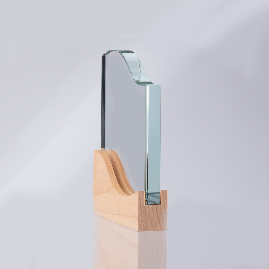 Trofeo Galvano de Madera y Cristal 